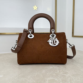 Colestore Dior Small Dior Granville Bag Golden Saddle Flat Macrocannage Suede Goatskin 25 x 16.5 x 14.5cm