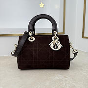 	 Colestore Dior Small Dior Granville Bag Chocolate Flat Macrocannage Suede Calfskin 25 x 16.5 x 14.5cm - 1