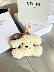 Colestore Celine TRIOMPHE pom-pom keyring with heart in SHEARLING AND ACETATE with GOLD FINISHING NATURAL / TAN - 6