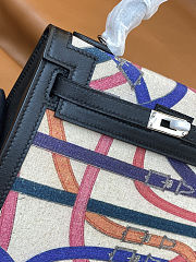 Colestore Hermes Kelly 25 Noir (Black) Cavalcadour Toile Palladium Hardware - 4