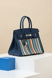 Colestore Hermes A Rare Custom Bleu De Malte Togo Leather Fringes Birkin 30 With Palladium Hardware 30 x 23 x 15cm - 6