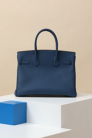 Colestore Hermes A Rare Custom Bleu De Malte Togo Leather Fringes Birkin 30 With Palladium Hardware 30 x 23 x 15cm - 5
