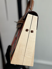 Colestore Hermes Naturel Barenia and Multicolor Beechwood Perspective Cavaliére Kelly Wood 22 Palladium Hardware - 4