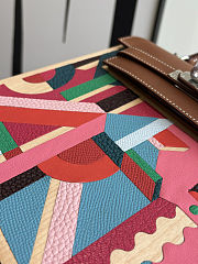 Colestore Hermes Naturel Barenia and Multicolor Beechwood Perspective Cavaliére Kelly Wood 22 Palladium Hardware - 2