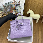 Colestore Hermes Birkin 25 Matte Alligator Mississippiensis Mauve/Lavender Palladium Hardware - 3