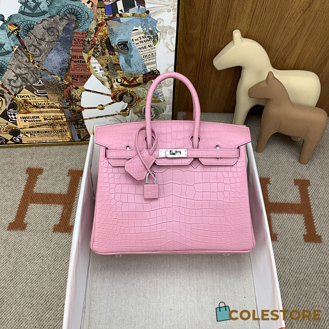 Colestore Hermes Birkin 25 Matte Alligator Mississippiensis Bubblegum Pink Palladium Hardware - 1