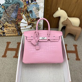 Colestore Hermes Birkin 25 Matte Alligator Mississippiensis Bubblegum Pink Palladium Hardware