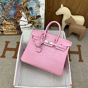 Colestore Hermes Birkin 25 Matte Alligator Mississippiensis Bubblegum Pink Palladium Hardware - 4