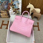 Colestore Hermes Birkin 25 Matte Alligator Mississippiensis Bubblegum Pink Palladium Hardware - 5