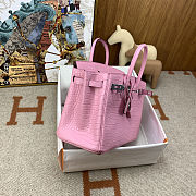 Colestore Hermes Birkin 25 Matte Alligator Mississippiensis Bubblegum Pink Palladium Hardware - 2