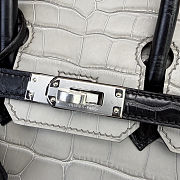 	 Colestore Hermes Birkin 25 Matte Alligator Mississippiensis Gris Perle / Noir Palladium Hardware - 6