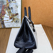 	 Colestore Hermes Birkin 25 Matte Alligator Mississippiensis Gris Perle / Noir Palladium Hardware - 4