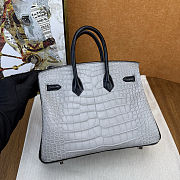 	 Colestore Hermes Birkin 25 Matte Alligator Mississippiensis Gris Perle / Noir Palladium Hardware - 3