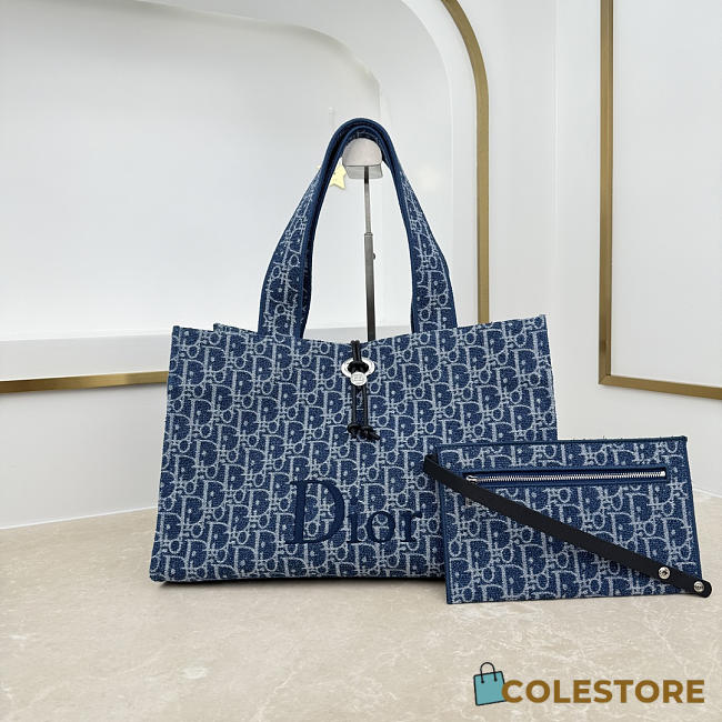 Colestore Dior Dioriviera Medium Spongy Book Tote Blue Spongy Dior Oblique Fabric 36 x 27 x 16 cm - 1