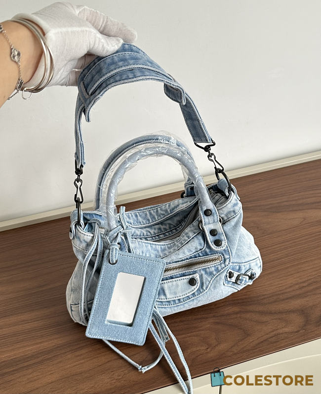 Colestore Balenciaga Le city first bag in light blue washed denim, brass hardware 34x20x6cm - 1