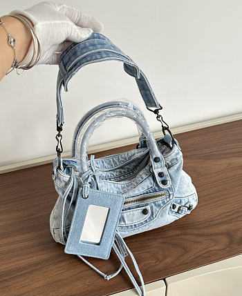 Colestore Balenciaga Le city first bag in light blue washed denim, brass hardware 34x20x6cm