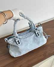 Colestore Balenciaga Le city first bag in light blue washed denim, brass hardware 34x20x6cm - 2