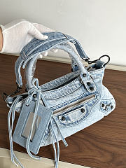 Colestore Balenciaga Le city first bag in light blue washed denim, brass hardware 34x20x6cm - 5