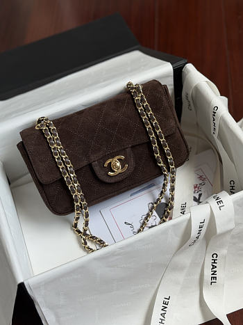 Colestore Chanel FALL WINTER 2026 PRE-COLLECTION MINI FLAP BAG Suede Calfskin & Gold-Tone Metal Dark brown 13x20x6cm