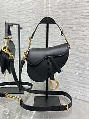 Colestore Dior Small Saddle Bag with Strap Black Smooth Calfskin 17×5×15cm - 1