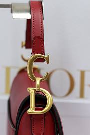 Colestore  Dior Small Saddle Bag with Strap Red Smooth Calfskin 19x6x16cm - 6