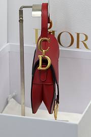 Colestore  Dior Small Saddle Bag with Strap Red Smooth Calfskin 19x6x16cm - 3