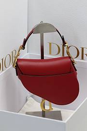 Colestore  Dior Small Saddle Bag with Strap Red Smooth Calfskin 19x6x16cm - 2