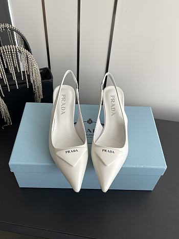 Colestore Prada Patent leather slingback pumps White