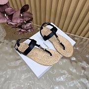 Colestore YSL SAINT LAURENT Cassandra Leather Thong Sandals Black - 6
