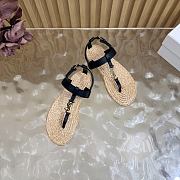 Colestore YSL SAINT LAURENT Cassandra Leather Thong Sandals Black - 5