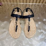 Colestore YSL SAINT LAURENT Cassandra Leather Thong Sandals Black - 3