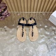 Colestore YSL SAINT LAURENT Cassandra Leather Thong Sandals Black - 4