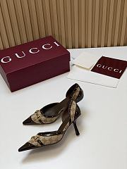 Colestore Gucci Women's Savoy pump Sand and brown GG canvas 75mm - 5
