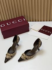 Colestore Gucci Women's Savoy pump Sand and brown GG canvas 75mm - 4