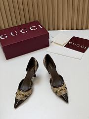 Colestore Gucci Women's Savoy pump Sand and brown GG canvas 75mm - 2