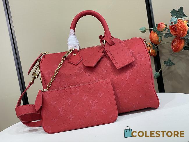 Colestore Louis Vuitton Speedy P9 Bandouliere 30 in Ostrich Red 30x21x17cm - 1
