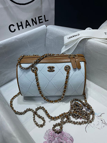 Colestore Chanel Coco Beach Mini Bowling Bag Light Gold Hardware 11.5 x 18.5 x 11cm