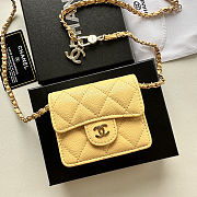 Colestore Chanel Mini Classic Flap Bag in Yellow Caviar Leather with Gold-Tone Hardware 10x8x3.5cm - 1