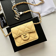 Colestore Chanel Mini Classic Flap Bag in Yellow Caviar Leather with Gold-Tone Hardware 10x8x3.5cm - 5
