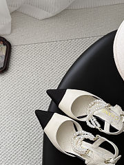 Colestore Chanel Lambskin Grosgrain Cap Toe Pearl Slingbacks Pumps Ivory Black - 6