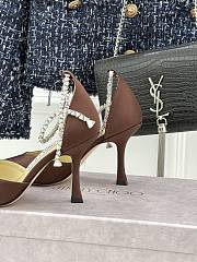 Colestore Jimmy Choo Stevie 100 Brown Satin Crystal Pumps  - 5