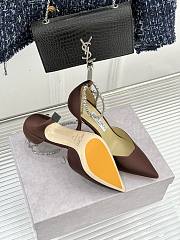 Colestore Jimmy Choo Stevie 100 Brown Satin Crystal Pumps  - 4
