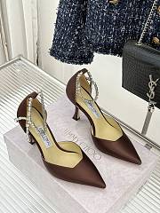 Colestore Jimmy Choo Stevie 100 Brown Satin Crystal Pumps  - 3