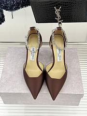 Colestore Jimmy Choo Stevie 100 Brown Satin Crystal Pumps  - 2