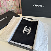 Colestore Chanel Wool CC Logo Fringe Scarf Black White - 5
