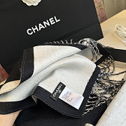 Colestore Chanel Wool CC Logo Fringe Scarf Black White - 4