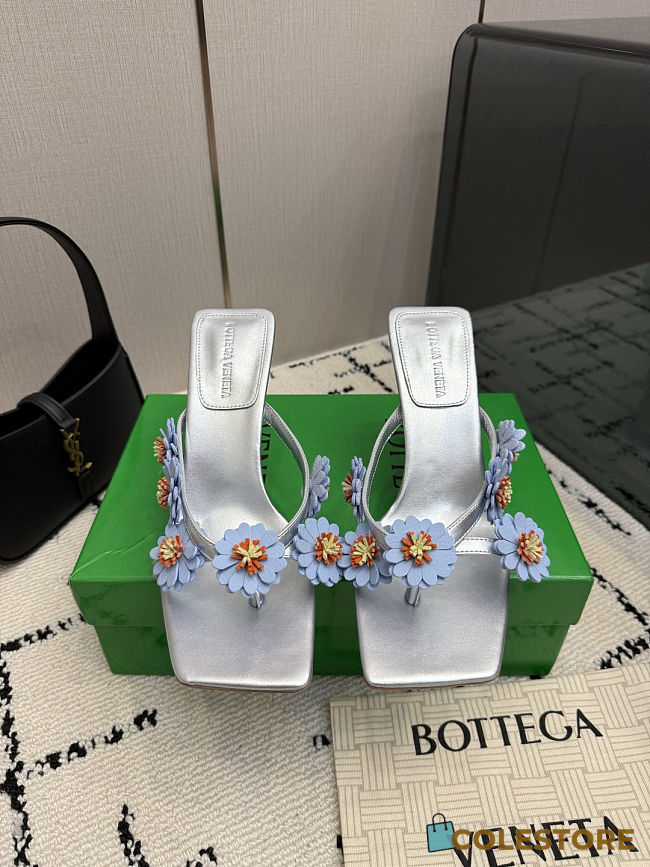Colestore Bottega Veneta Riva Thong Sandal - Silver & Ice - 1