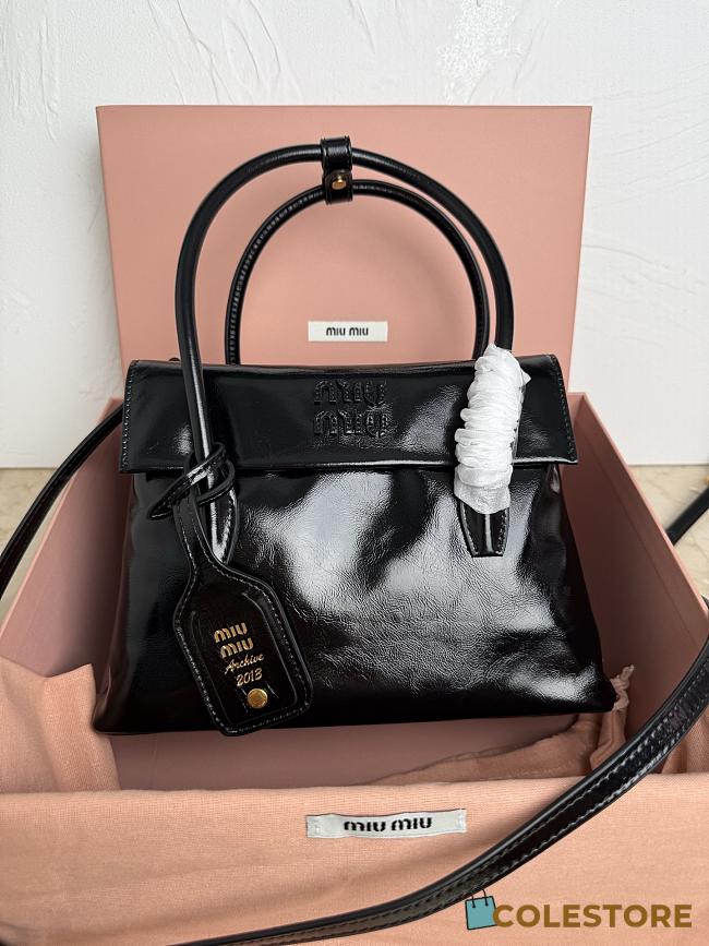 Colestore Miu Miu Solitaire Shiny Leather Bag in Black 28 x 19.5 x 11cm - 1