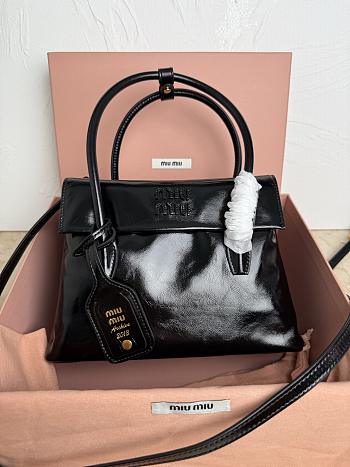 Colestore Miu Miu Solitaire Shiny Leather Bag in Black 28 x 19.5 x 11cm