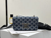 Colestore Celine Denim Triomphe Claude Chain Shoulder Bag Blue Silver 20.5 x 11.5 x 4cm - 1